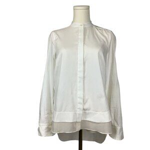 BCBGMAXAZRIA Asymmetrical Shirt with Mandarin Collar